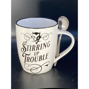 Stirring Up Trouble Gothic 12 oz Tea Coffee Mug & spoon Alchemy England preowned